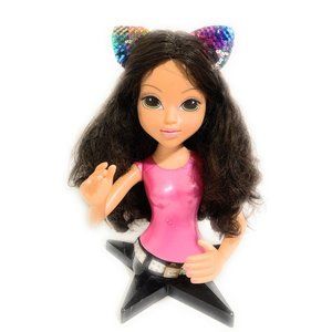 Bratz MGA Large Styling Head Star Base Black Hair Doll /Arms 2002 with cat ears